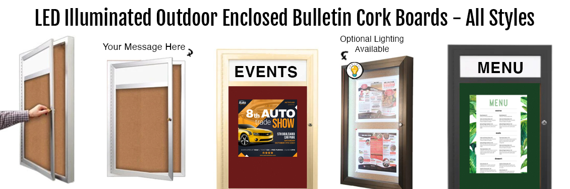 LED-Illuminated-Outdoor-Enclosed-Bulletin-Cork-Boards---All-Syles-