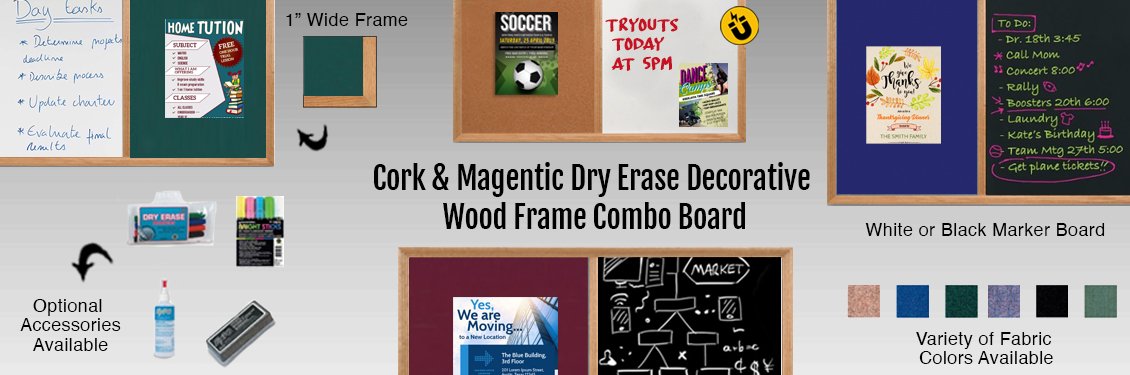 Cork--Magentic-Dry-Erase-Decorative-Wood-Frame-Combo-Board