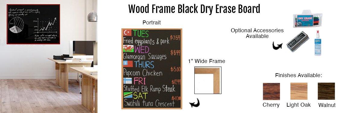 Wood-Frame-Black-Dry-Erase-Board