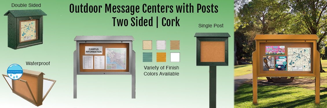 Outdoor-Message-Centers-with-Posts---Two-Sided--Cork