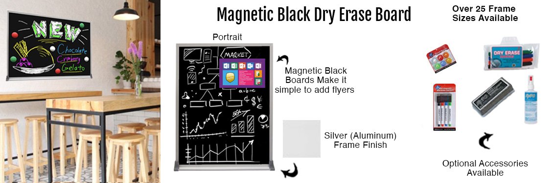 Magnetic-Black-Dry-Erase-Board