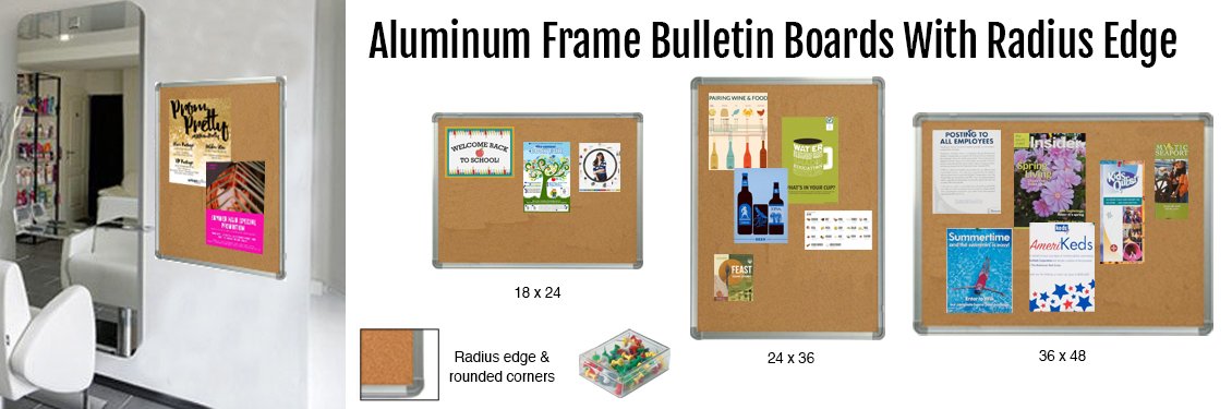 Aluminum-Frame-Bulletin-Boards-With-Radius-Edge
