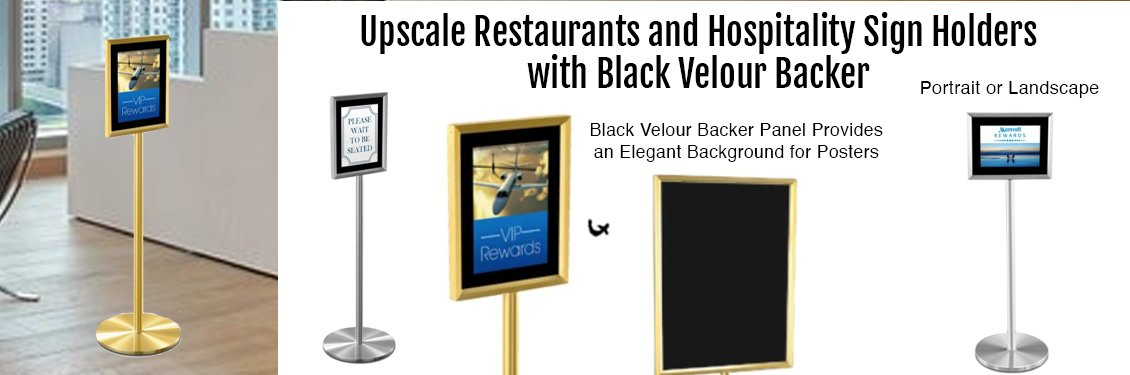 Upscale-Restaurants-and-Hospitality-Sign-Holders-with-Black-Velour-Backer