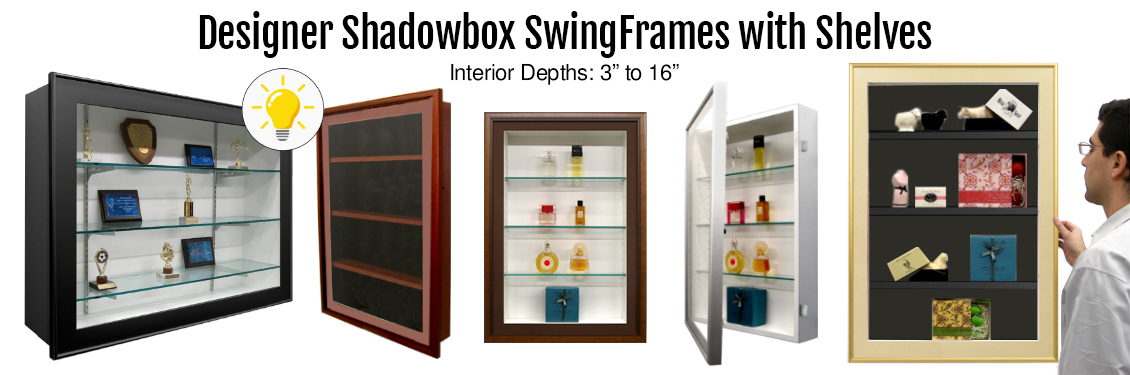 Designer-Shadowbox-SwingFrames-with-Shelves-(Matte-Boards)