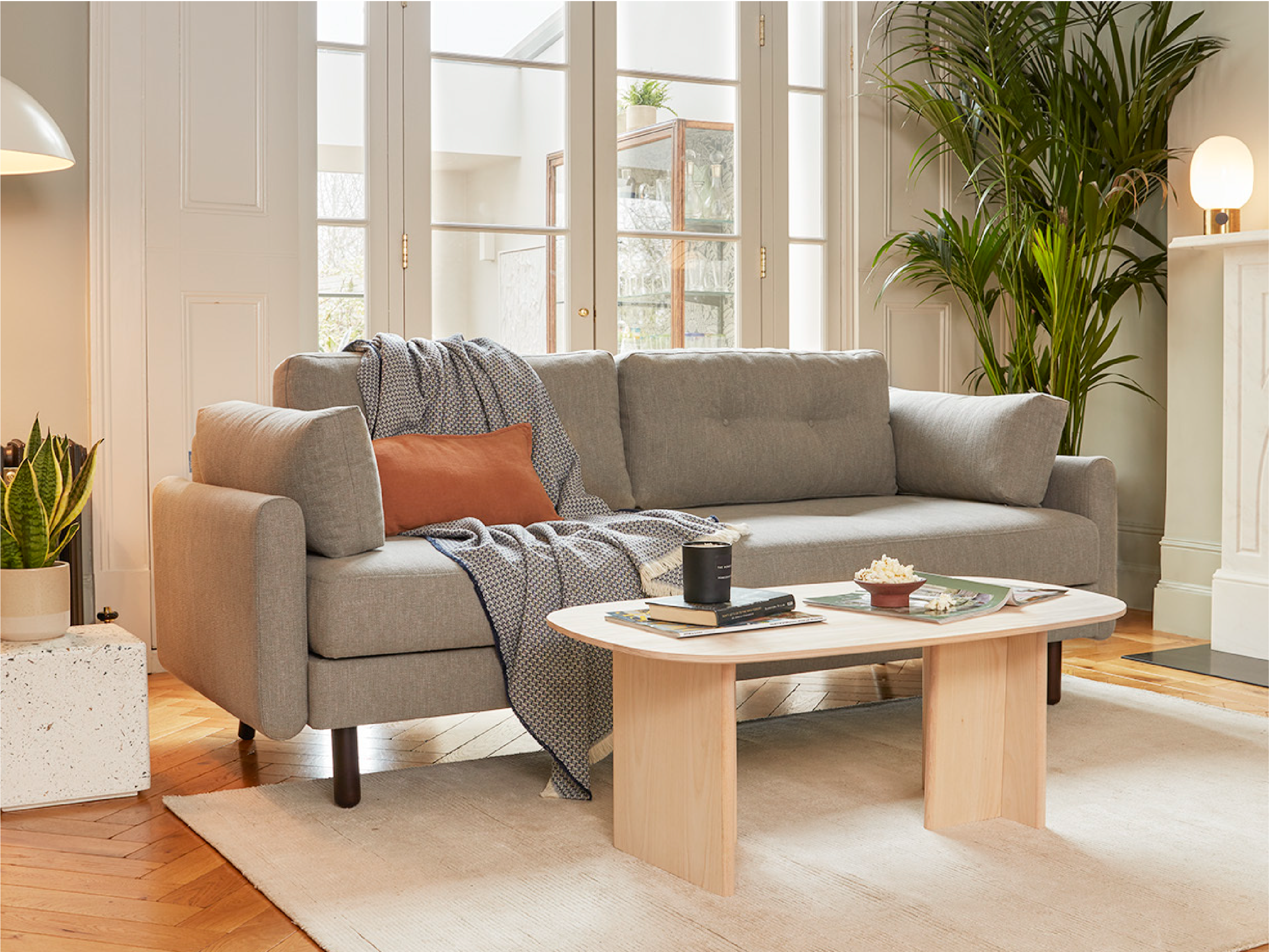 Grey Fabric Sofa in living room