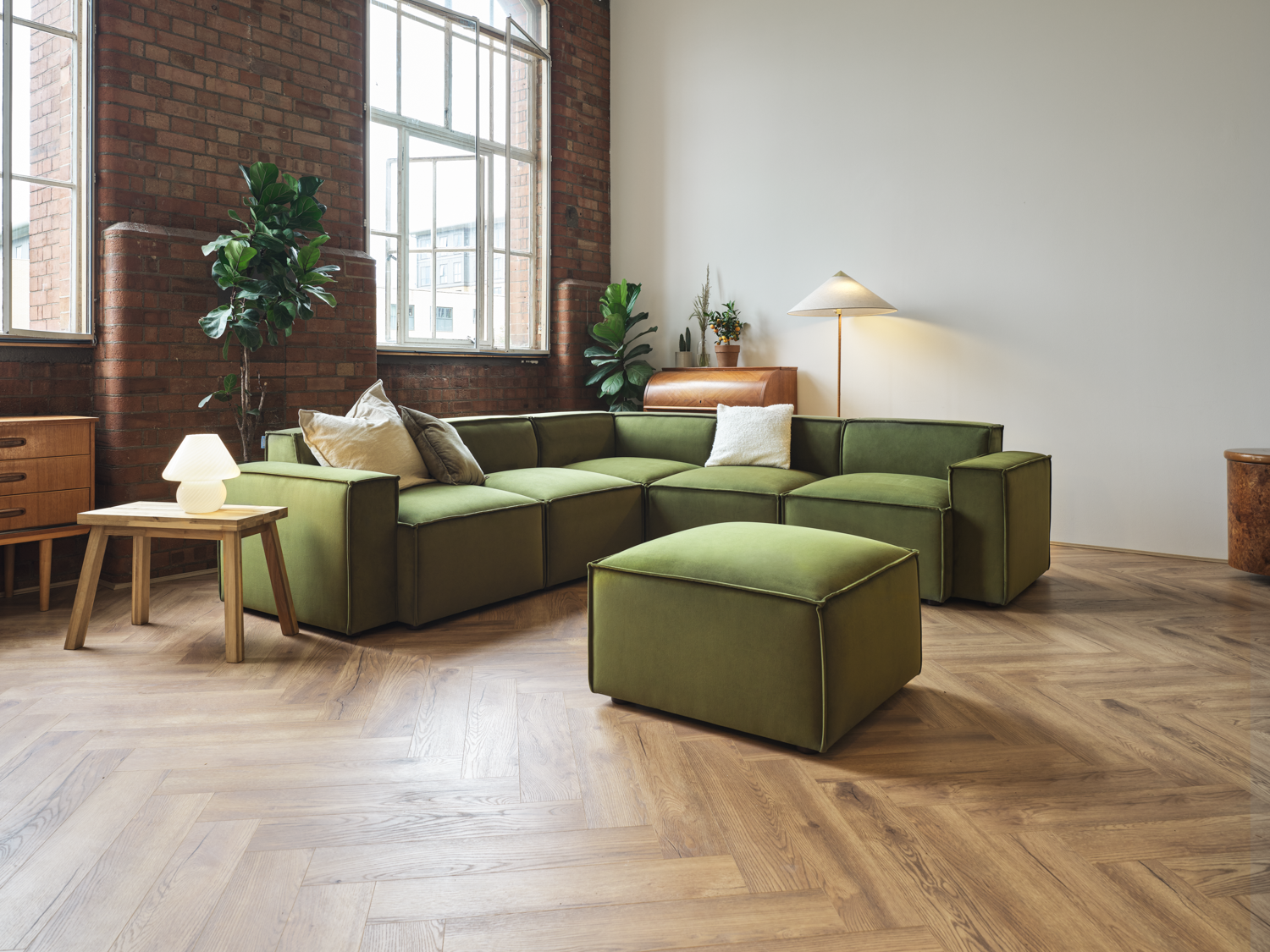 green corner sofa