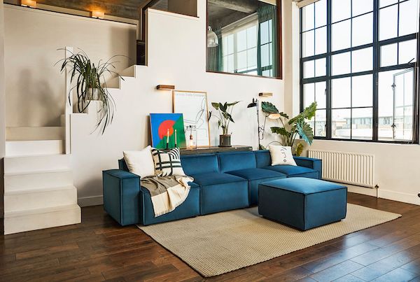 Blue modular sofa 