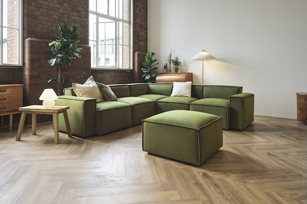 Green modular sofa corner