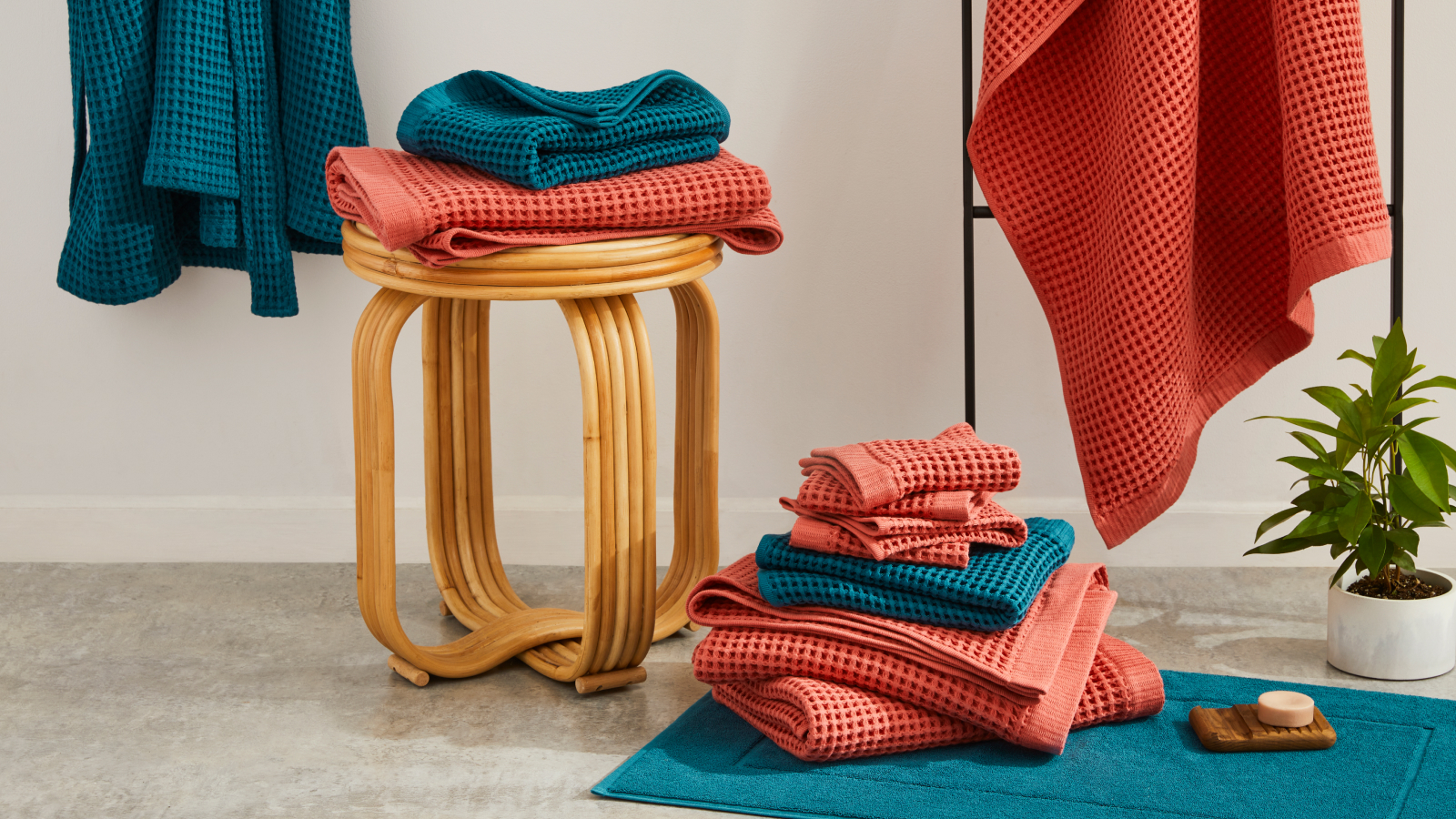 Bathroom scene featuring Brooklinen's latest Bath Towel collection.