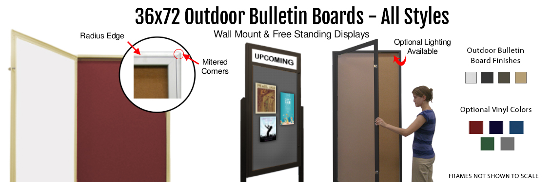 36x72-Outdoor-Bulletin-Boards---All-Styles