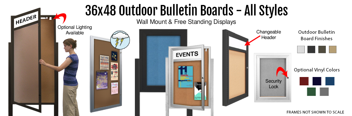 36x48-Outdoor-Bulletin-Boards---All-Styles
