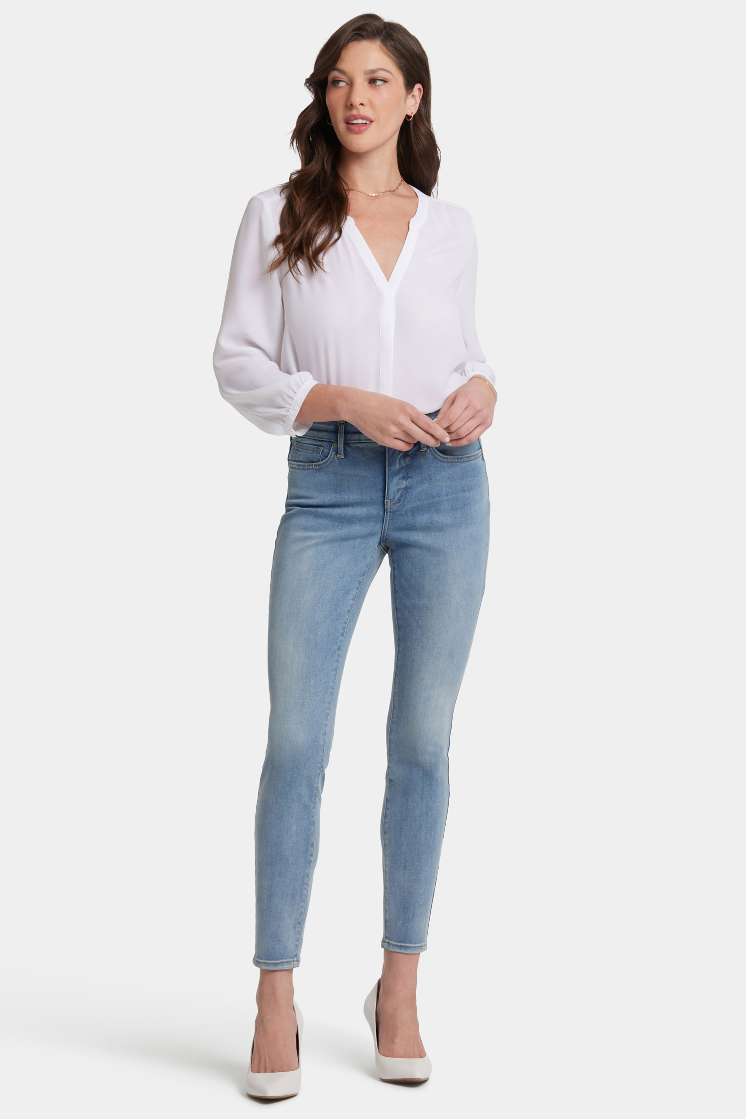 Slim Straight Ankle Jeans In Short Inseam In Curves 360 Denim With Side  Slit - Black Black | NYDJ