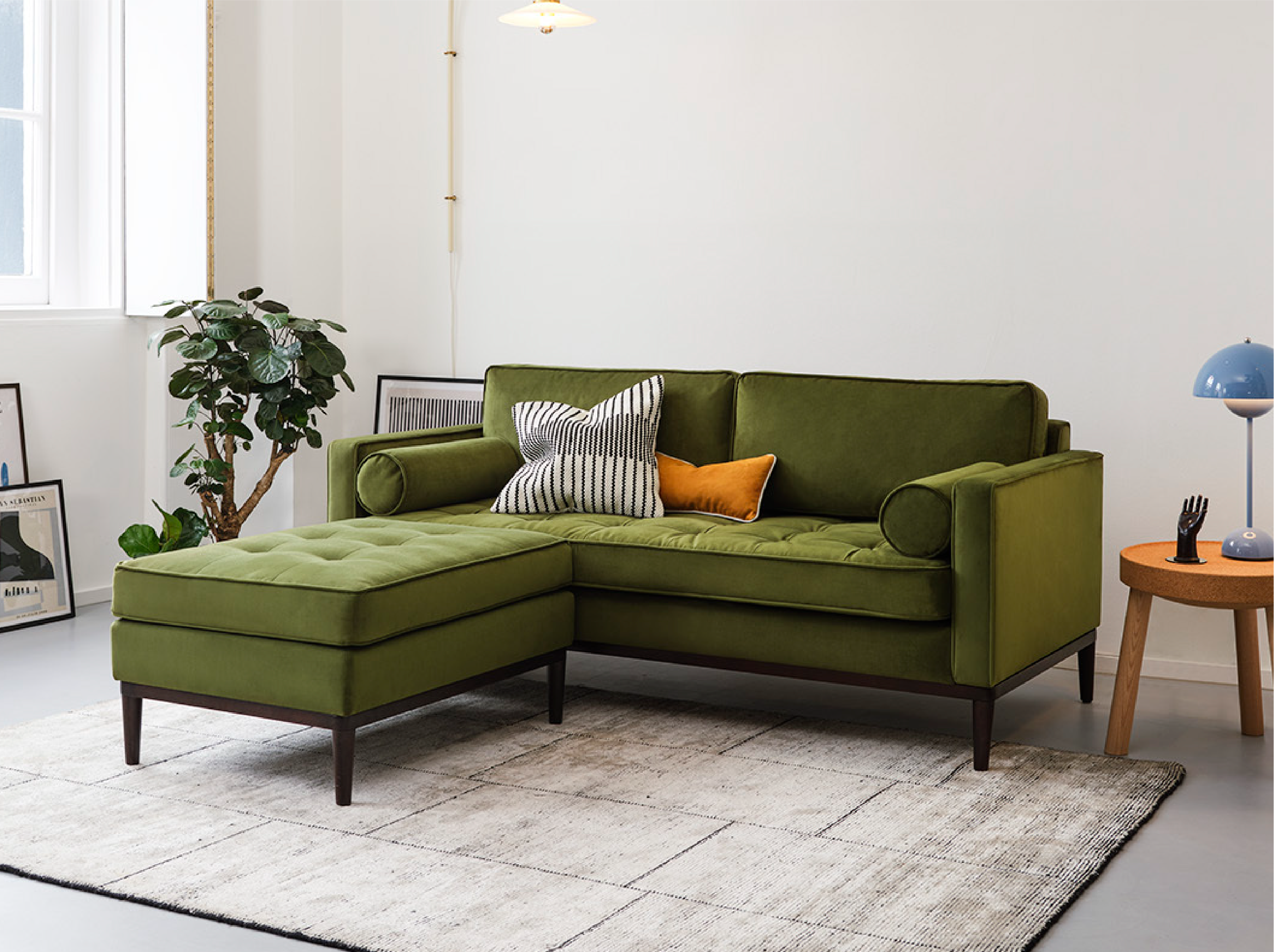 Green Velvet Corner Sofa