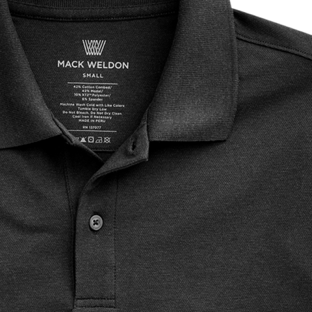 Mack Weldon Men's Silver Long Sleeve Polo True Navy