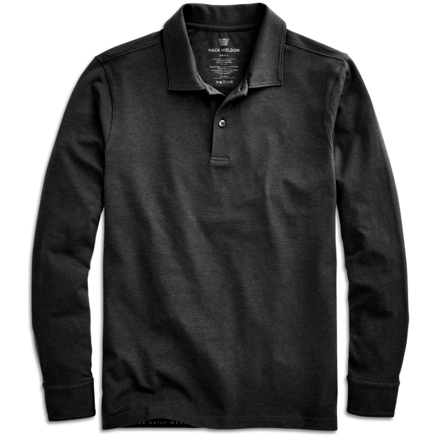 Mack Weldon Men's Pima Long Sleeve T-Shirt True Black