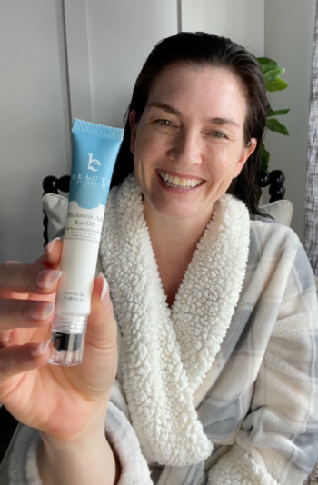 Woman using Beauty By Earth's Hyaluronic Acid Eye Gel