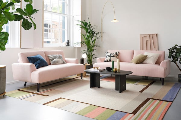 Blush pink sofa