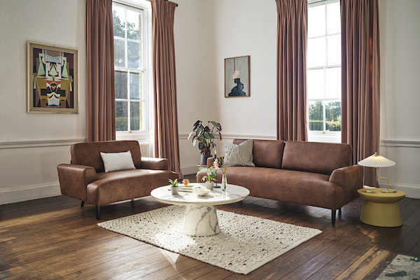 Brown leather sofas