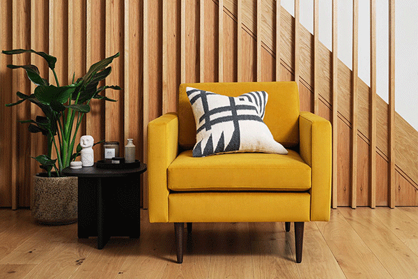 mustard yellow armchair