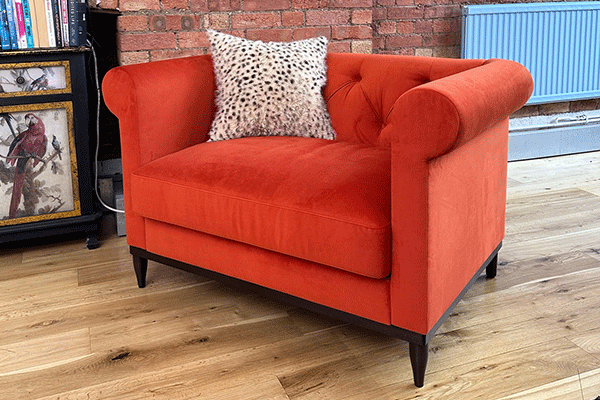 Red fabric armchair hotsell