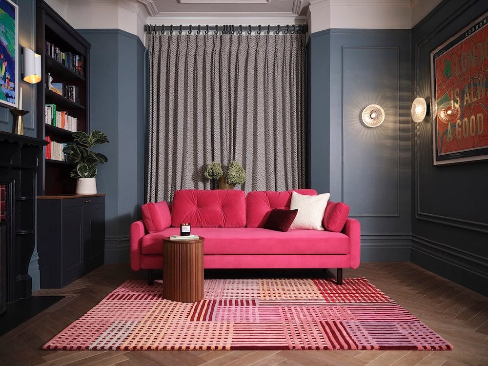 patterned pink rugs