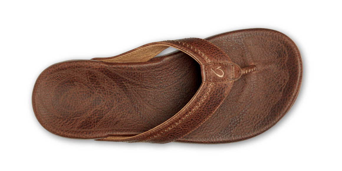 OluKai Hiapo Lava Rock / Lava Rock Men’s Leather Beach Sandals