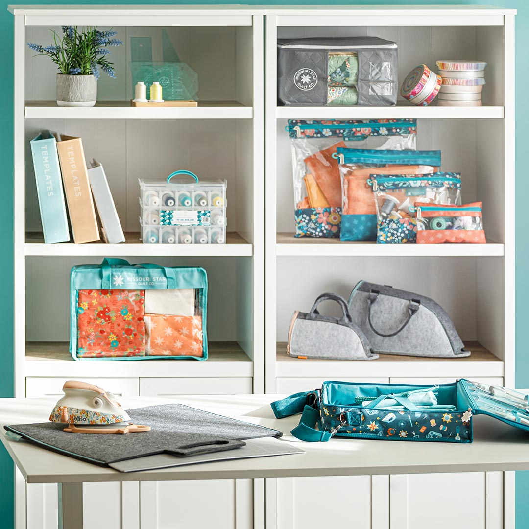 Organize your sewing space with the best Sewing Room Furniture, Organization, Storage and Lighting solutions at Missouri Star.
