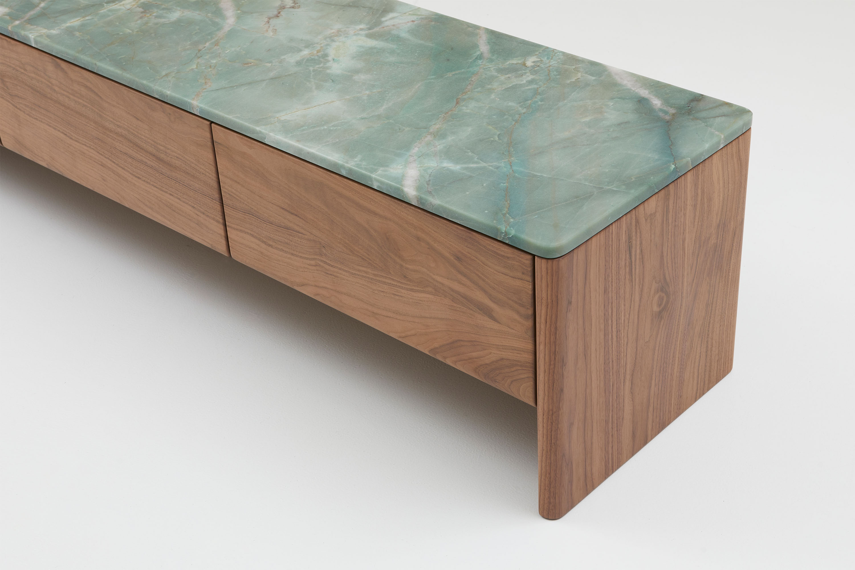 Jardan Pia Low Sideboard WithDrawers 192 WalnutBase Natural Verde Riveria Top 4