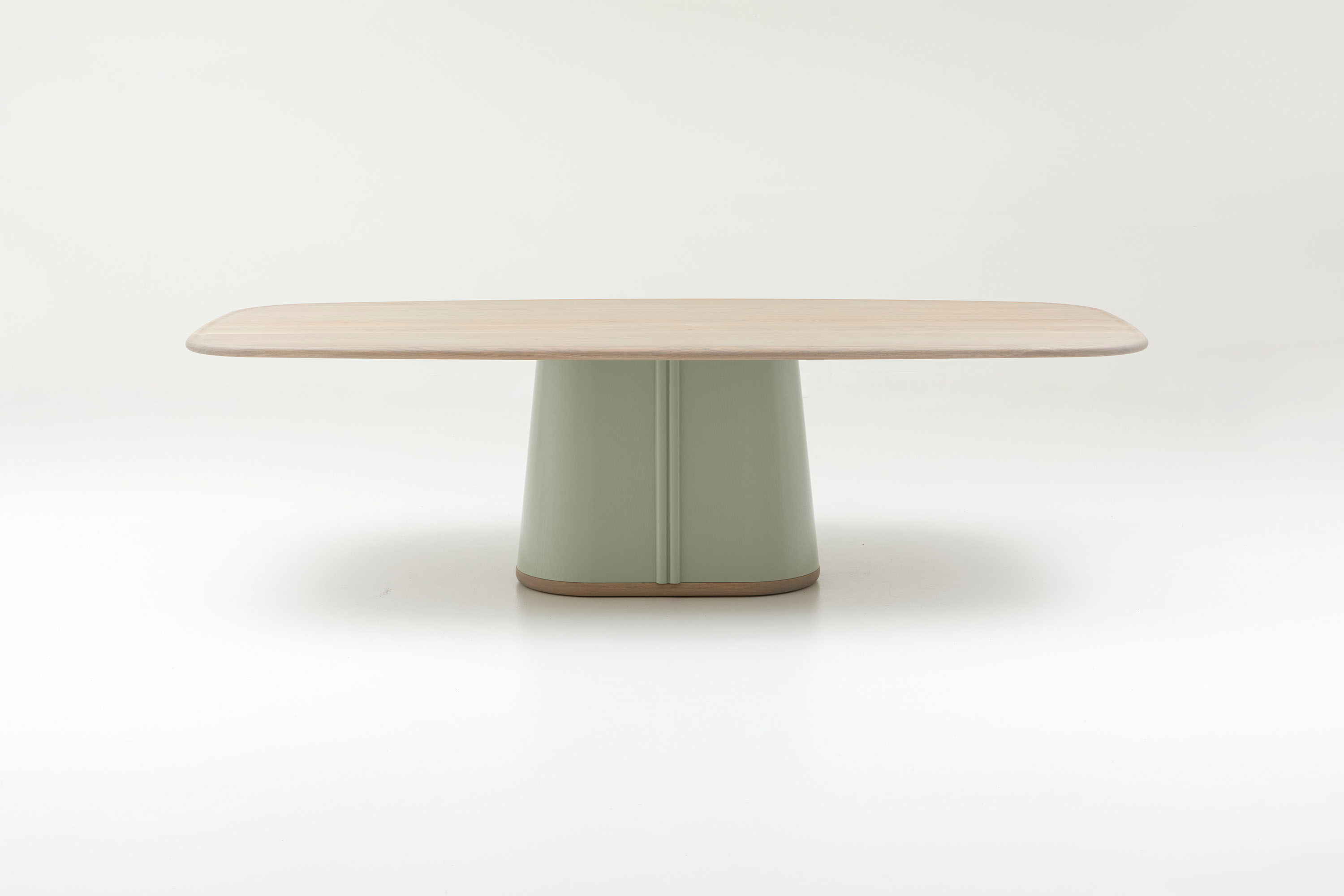 Jardan Inez DiningTable 260 OakBaseAsh OakVeneerPedestalDuckEgg OakTopAsh 1