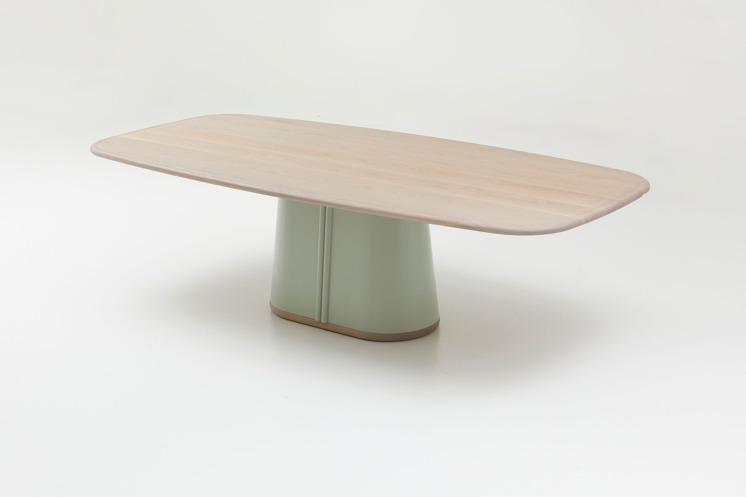 Jardan Inez DiningTable 260 OakBaseAsh OakVeneerPedestalDuckEgg OakTopAsh 2