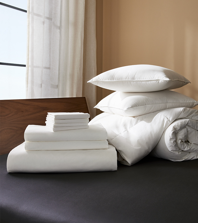 Brooklinen Sheets, Comforter, and Pillows