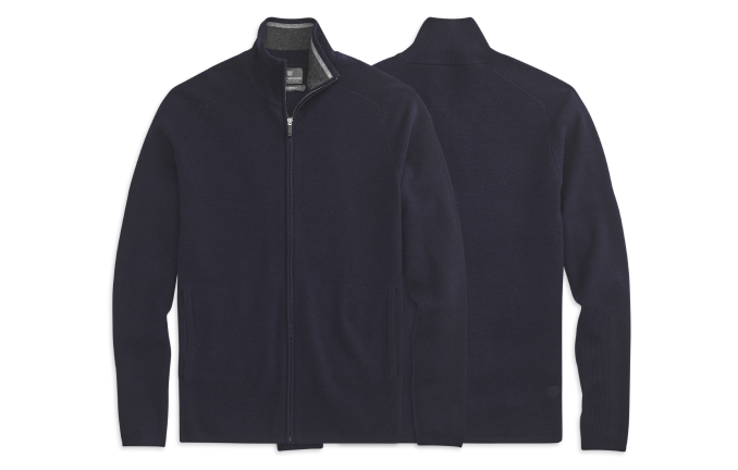 Layflat image of Tech Merino Full-Zip Sweater