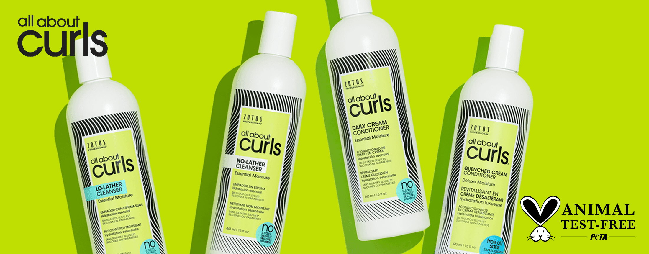 All About Curls products on green background