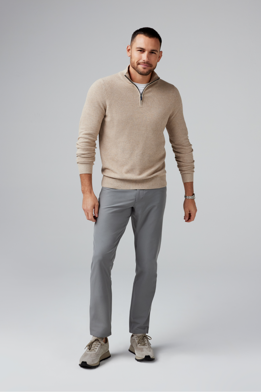 Tech Linen Half-Zip Navy Heather