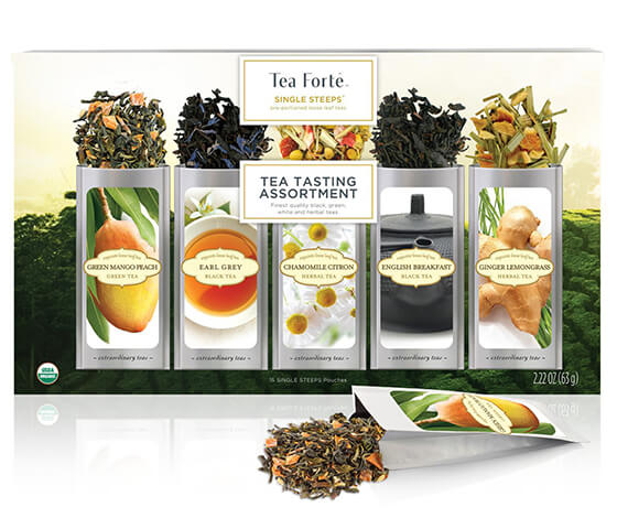 Single Steeps Sampler containing 15 loose leaf tea pouches