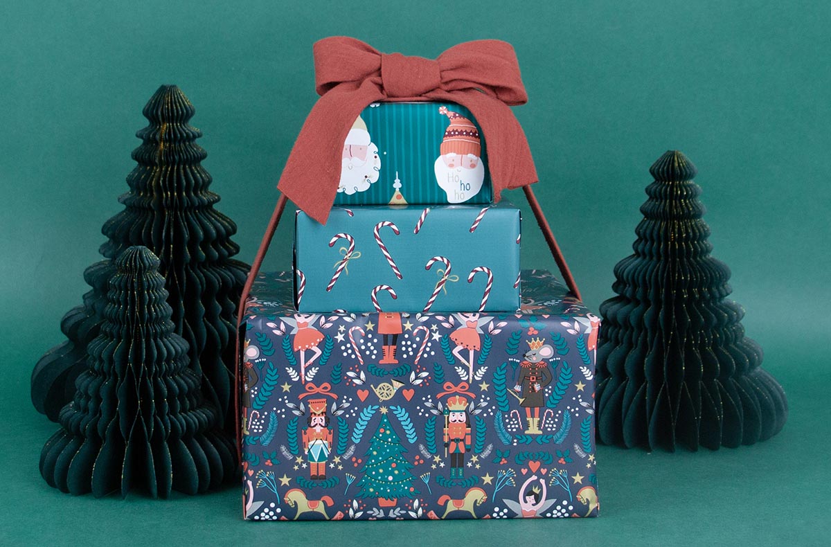 Wrapping paper and gift bags for Christmas