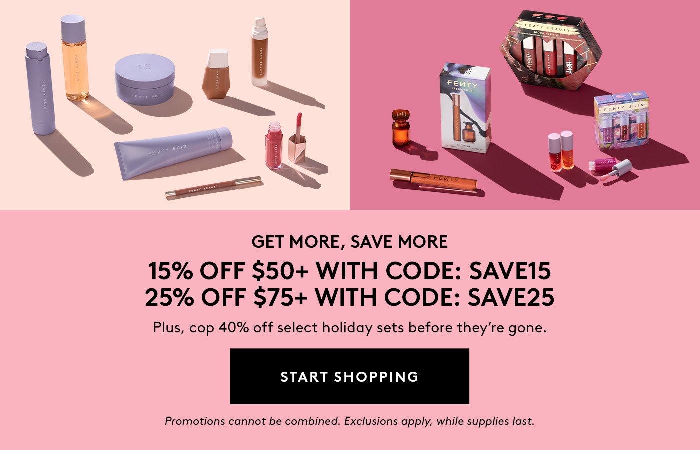 15% off $50+ with code: SAVE15 | 25% off $75+ with code: SAVE25 | 40% off select holiday sets. 