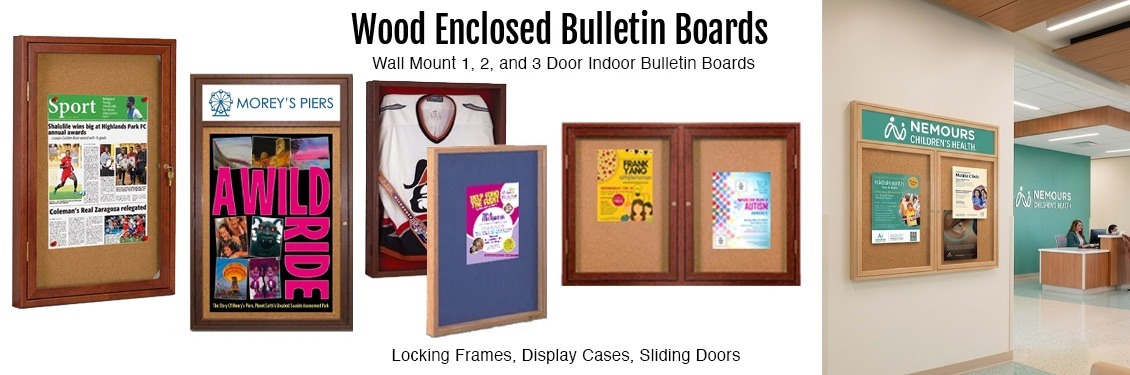 Wood-Enclosed-Bulletin-Boards-Indoor-1-2-3-Door-Display-Cases