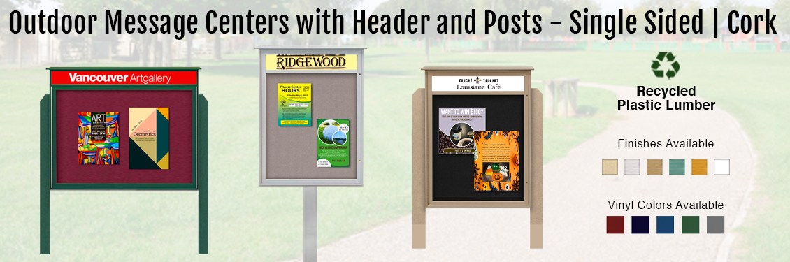 Outdoor-Message-Centers-with-Header-and-Posts---Single-Sided-Cork