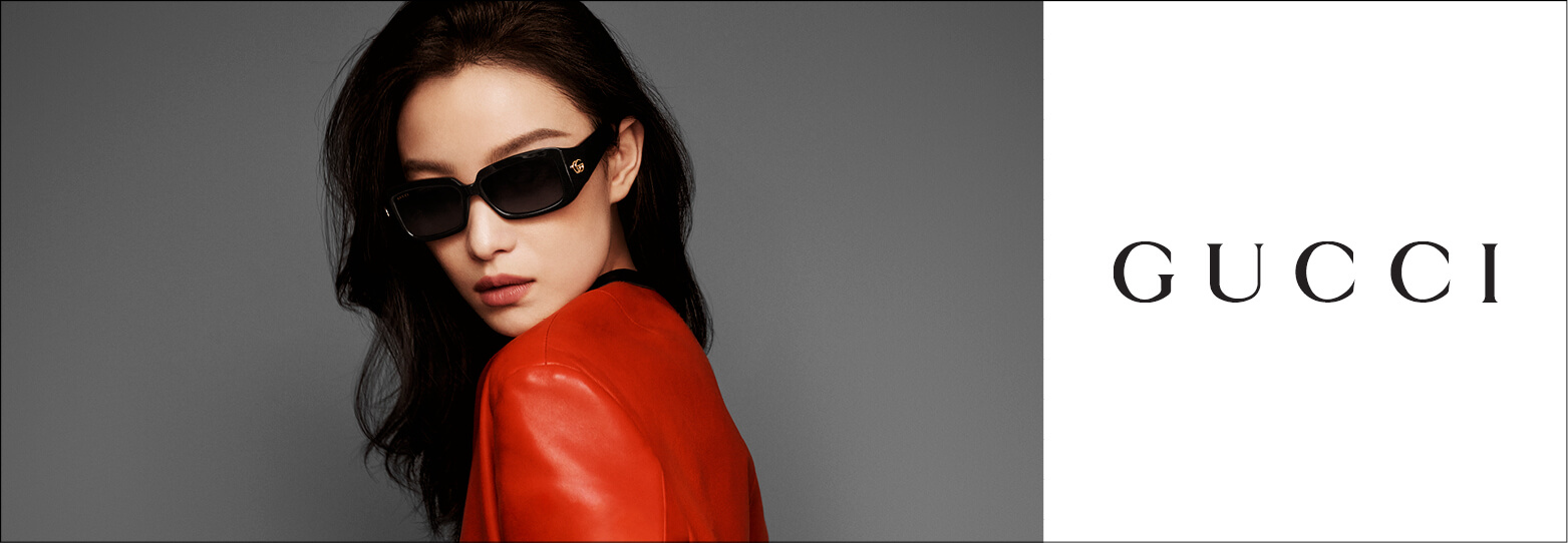 Gucci Sunglasses with black lenses and gold frame. Part of the Fall/ Winter  2022 collection - M Robinson Fine Jewelers