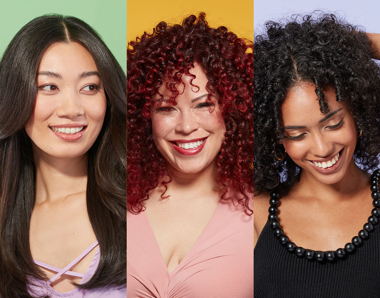 three models on yellow background