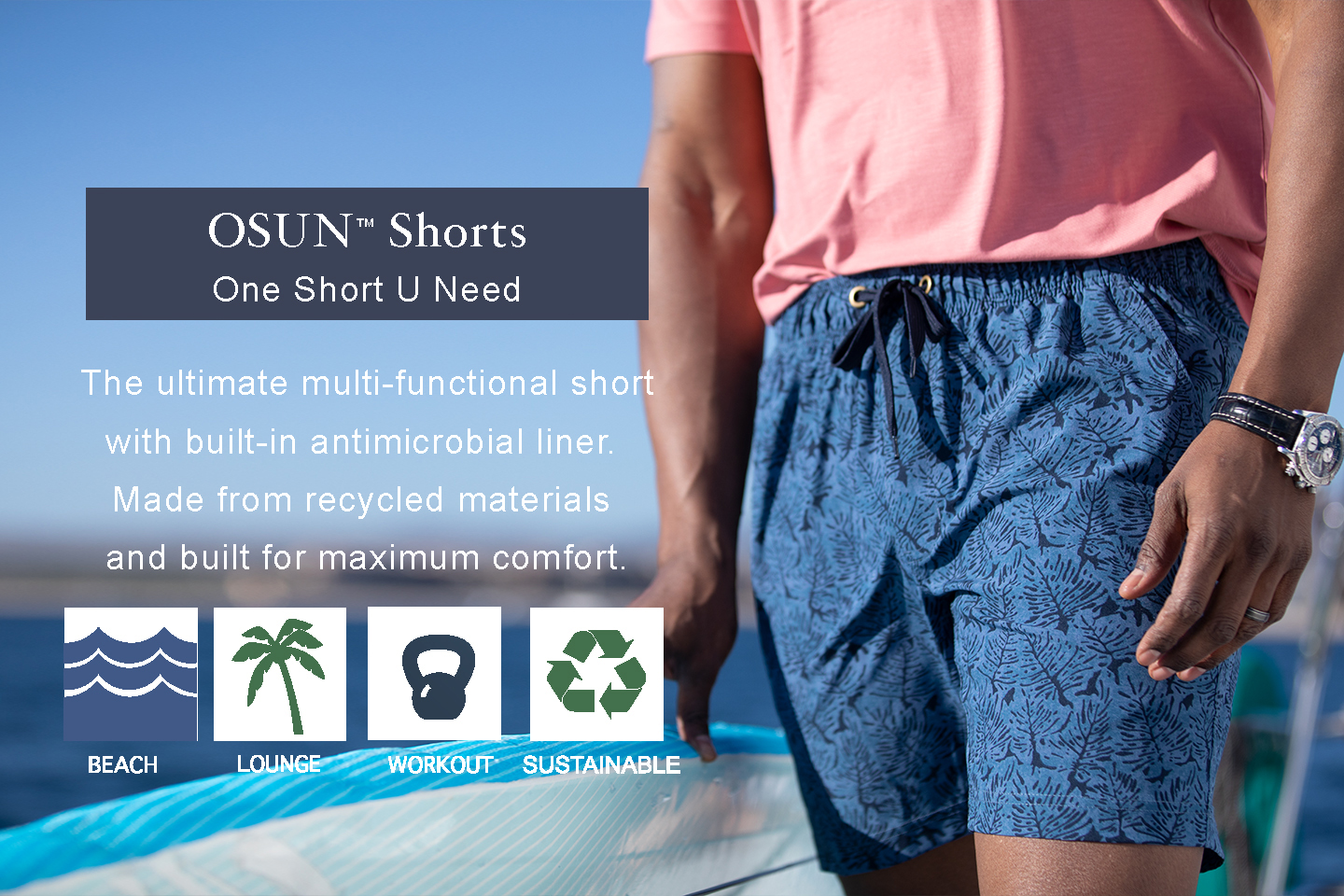 OSUN™ 7 Recycled Printed 4-Way Stretch Short With Liner