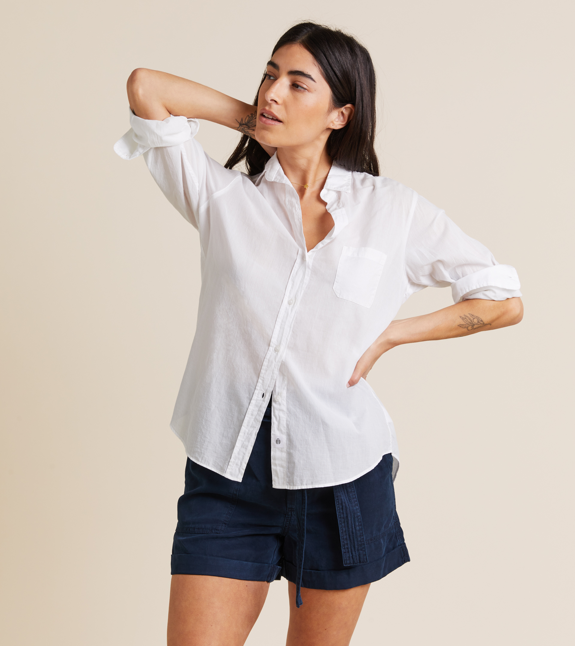 The Hero Button-Up Shirt Classic White, Tissue Cotton view 1
