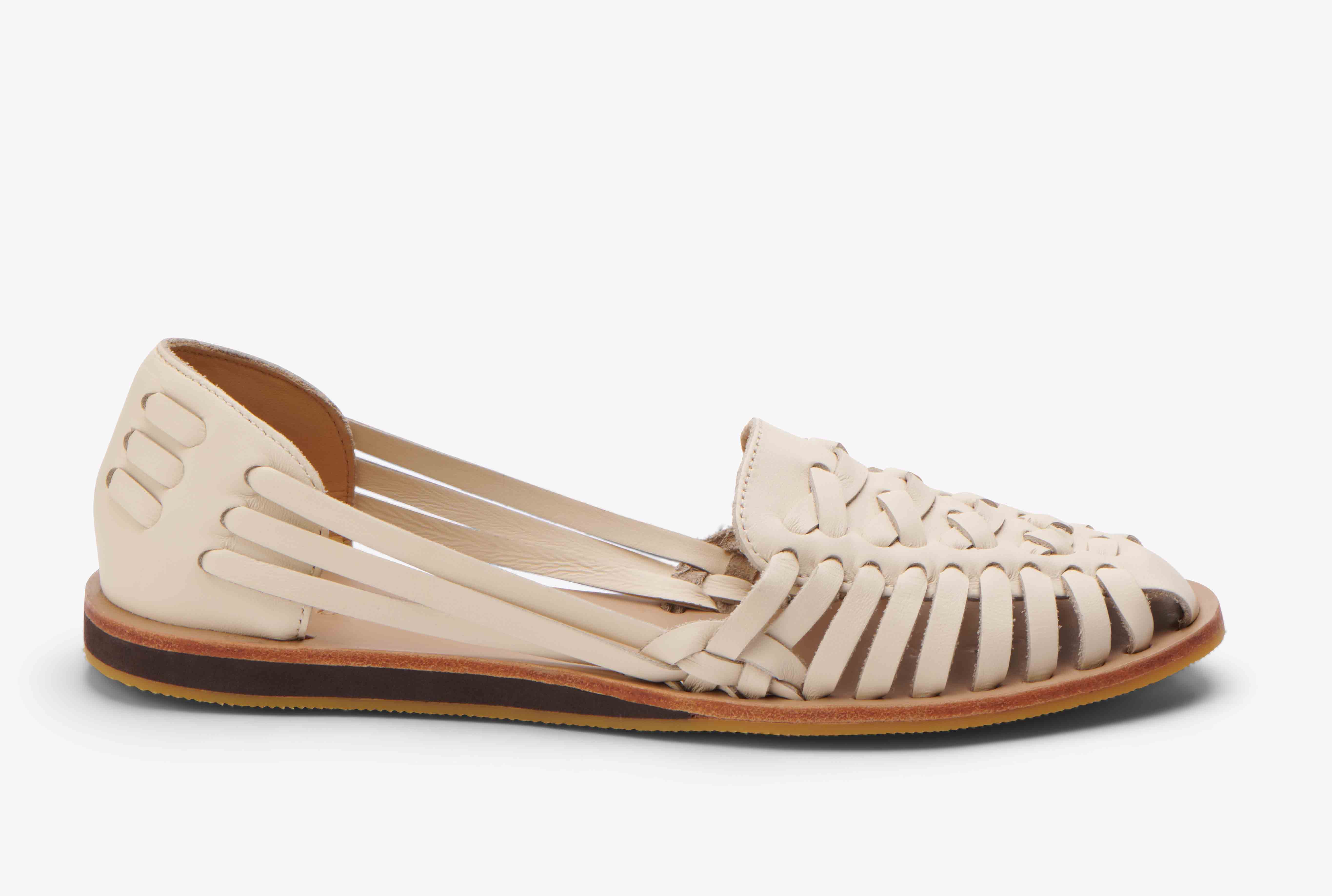 white leather huarache sandals