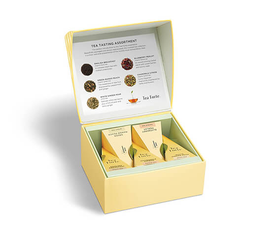 Mini Petite Tea Tasting Assortment - open box of 5 pyramids