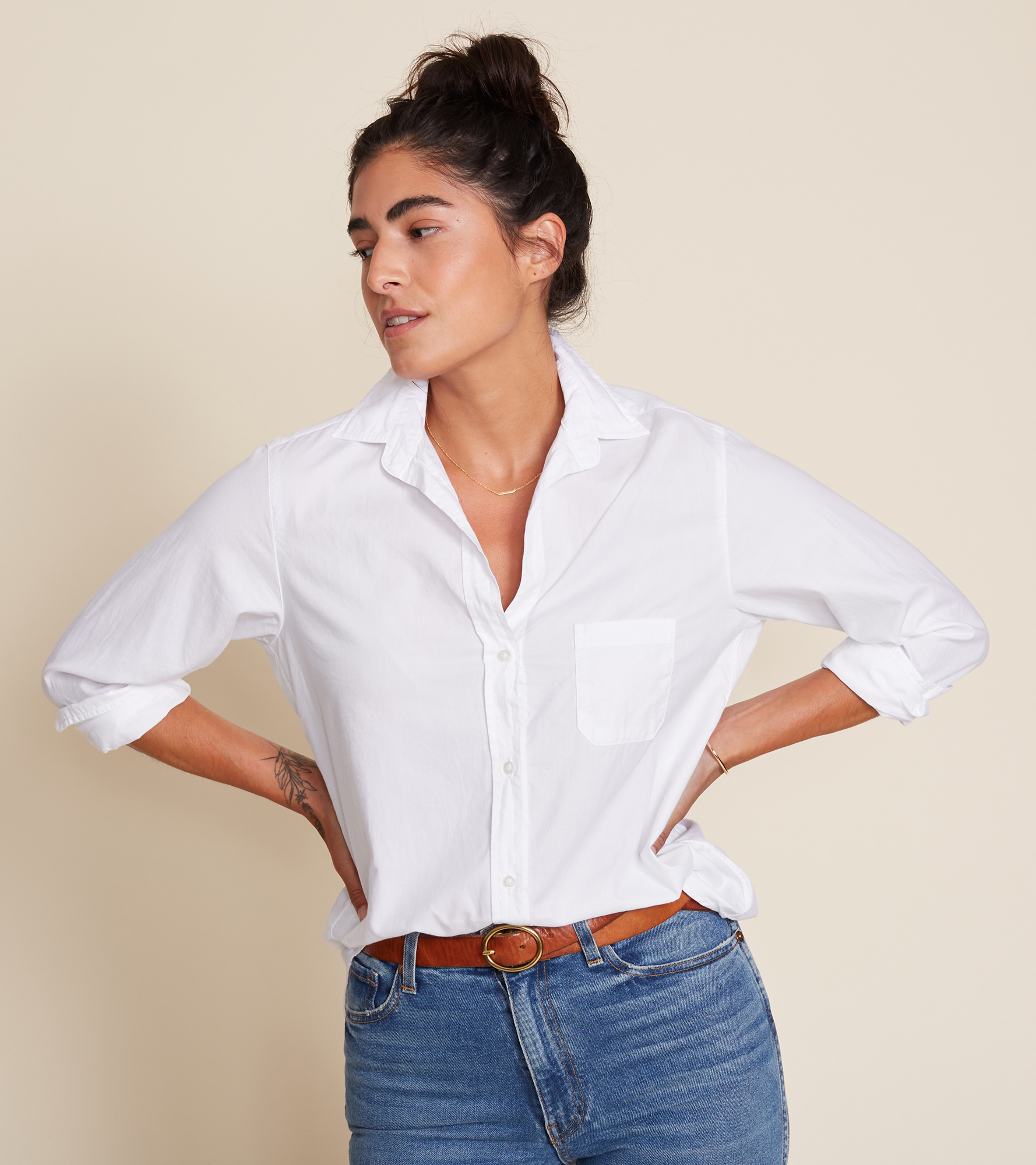 The Hero Button-Up Shirt White, Cozy Cotton view 1