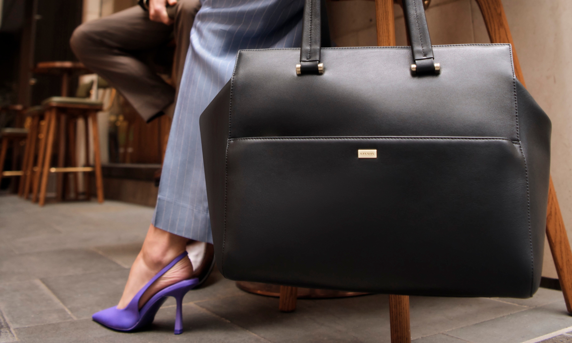 Kinnon Women’s Kingsley Carryall & Laptop Bag in black nappa leather