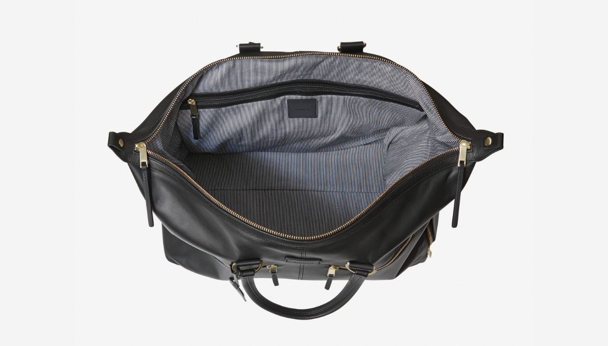 thumb-OXLEY OVERNIGHT BAG - BLACK WITH LIGHT BRUSHED GOLD HARDWARE
