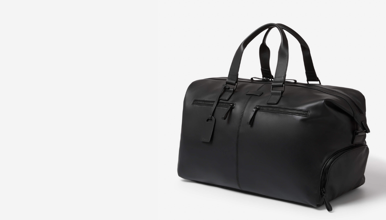thumb-OXLEY OVERNIGHT BAG - BLACK WITH BLACK HARDWARE