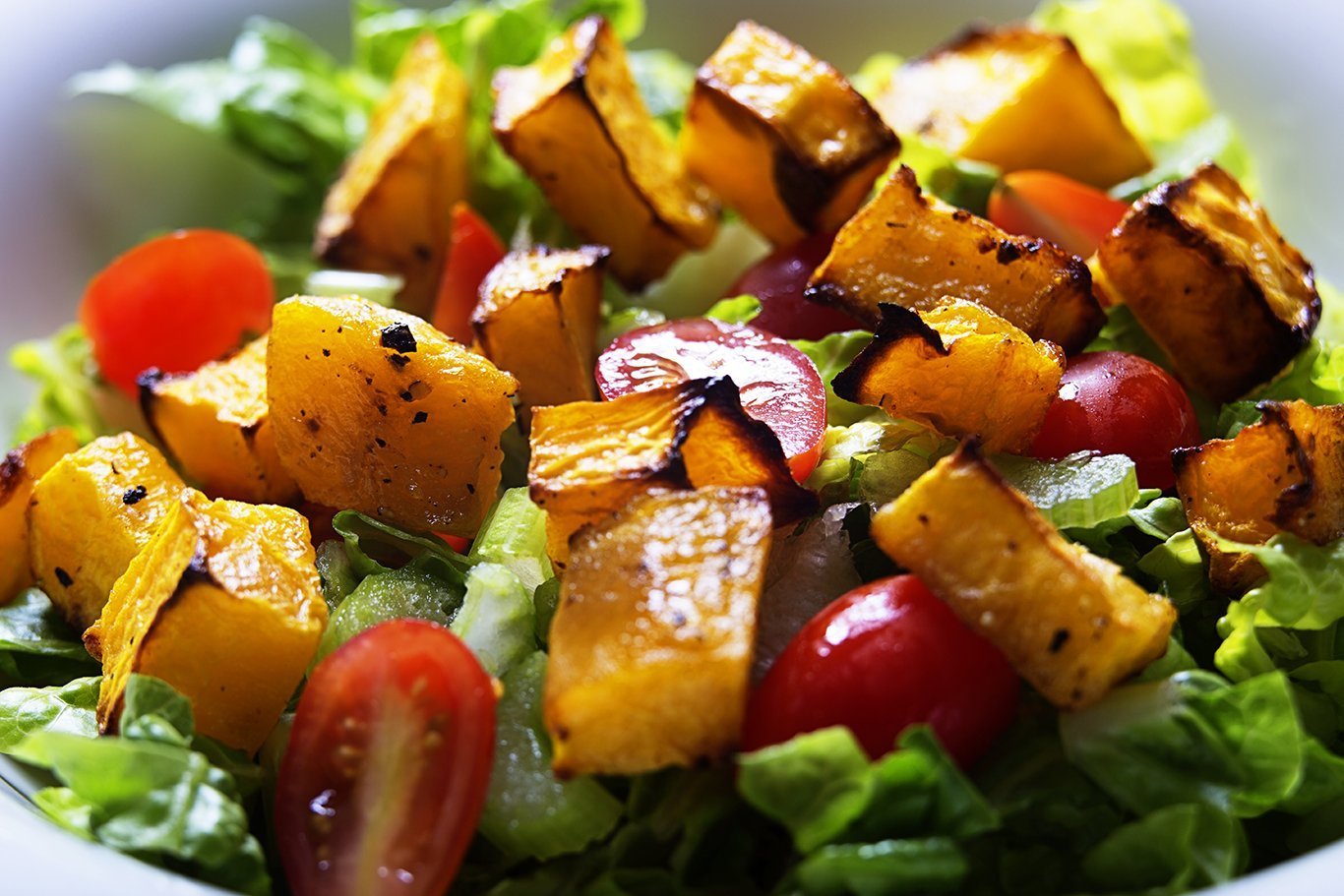 Roasted Butternut Squash and Tomatoes Salad with Cranberry-Orange Vinaigrette